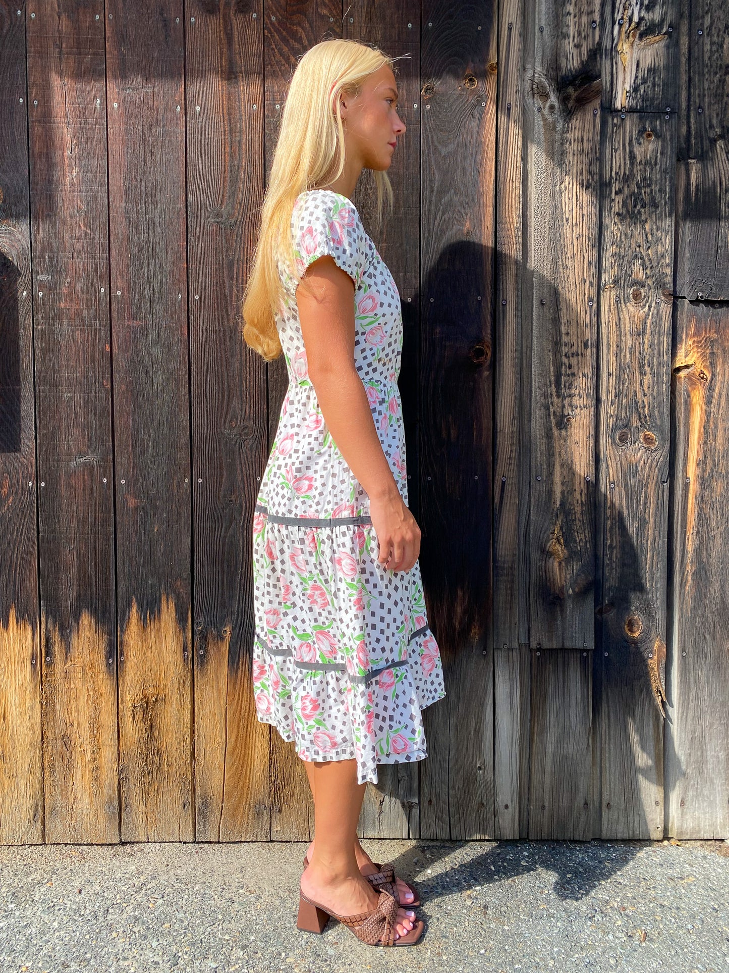 50's Tulip Feed Sack Patio Dress—[S/M]