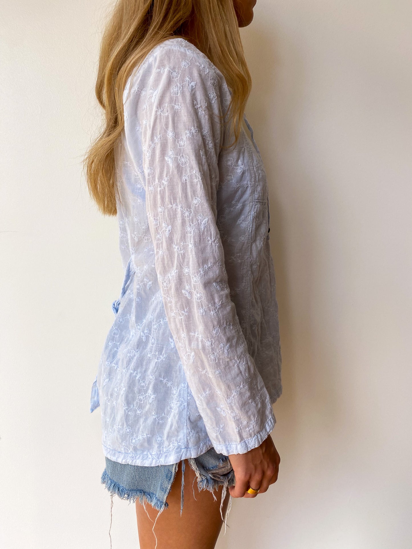 Handmade Embroidered Tie Back Shirt—[S/M]