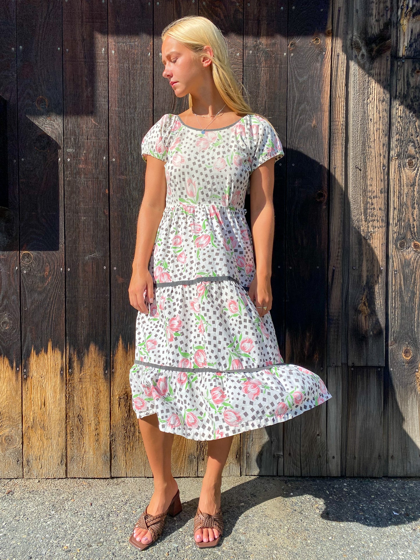 50's Tulip Feed Sack Patio Dress—[S/M]