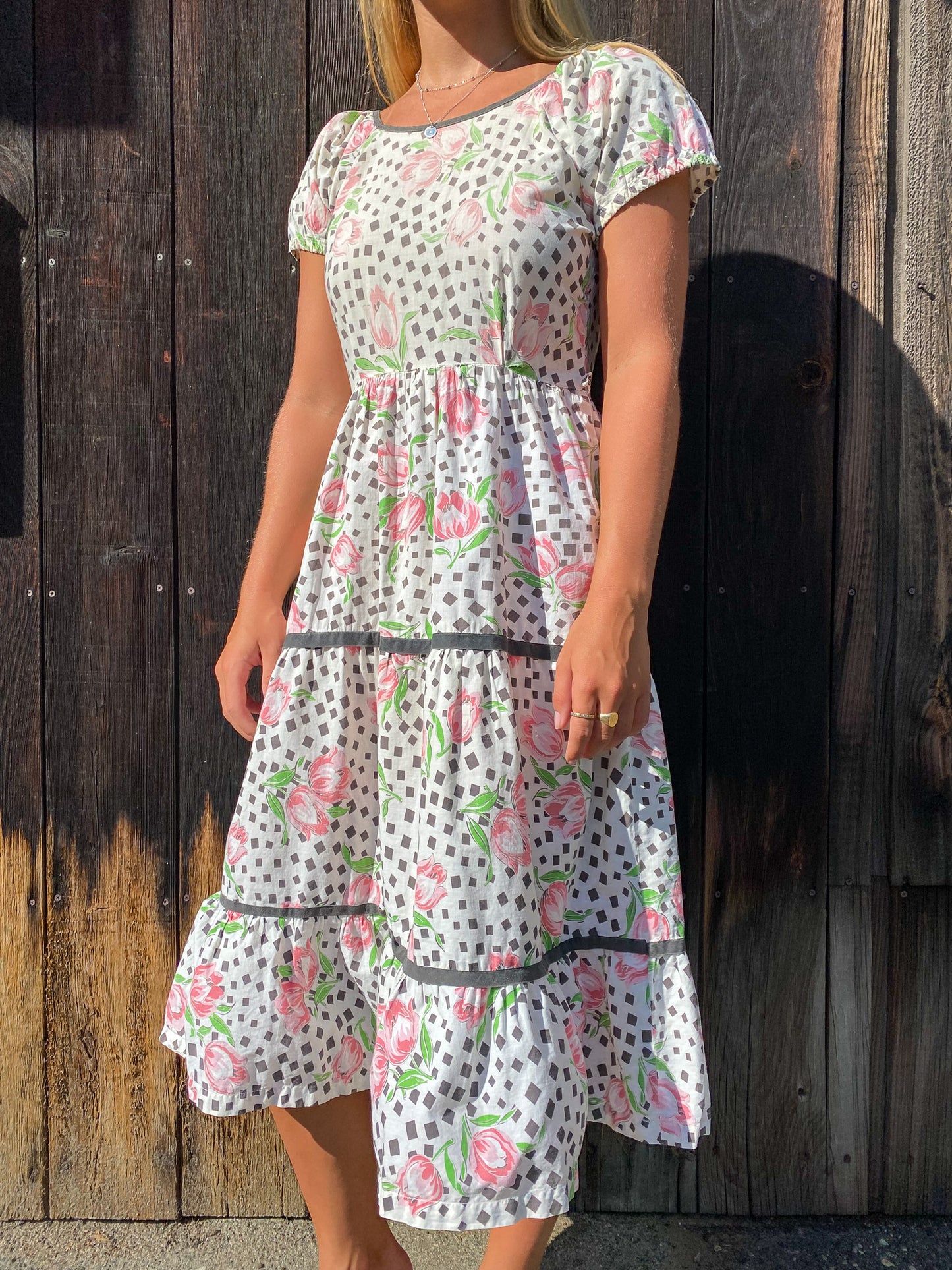 50's Tulip Feed Sack Patio Dress—[S/M]