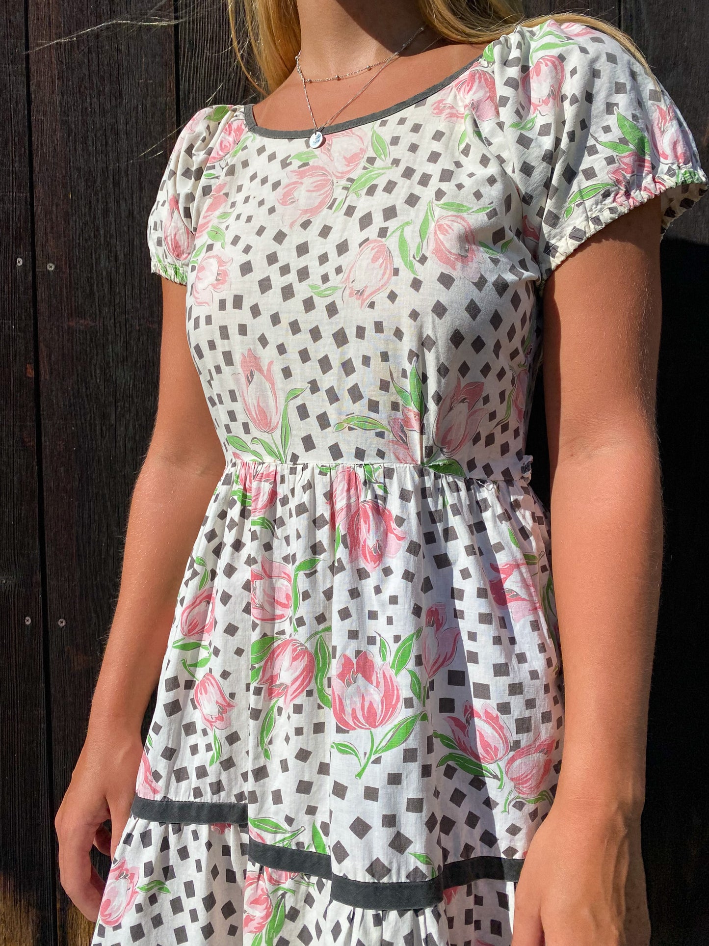 50's Tulip Feed Sack Patio Dress—[S/M]