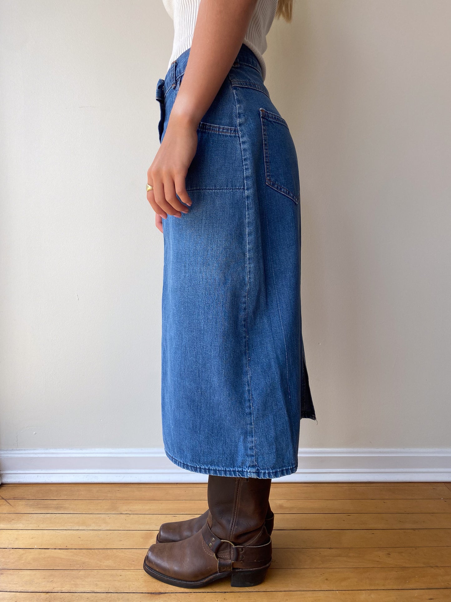 70's Denim A-Line Skirt—[28]
