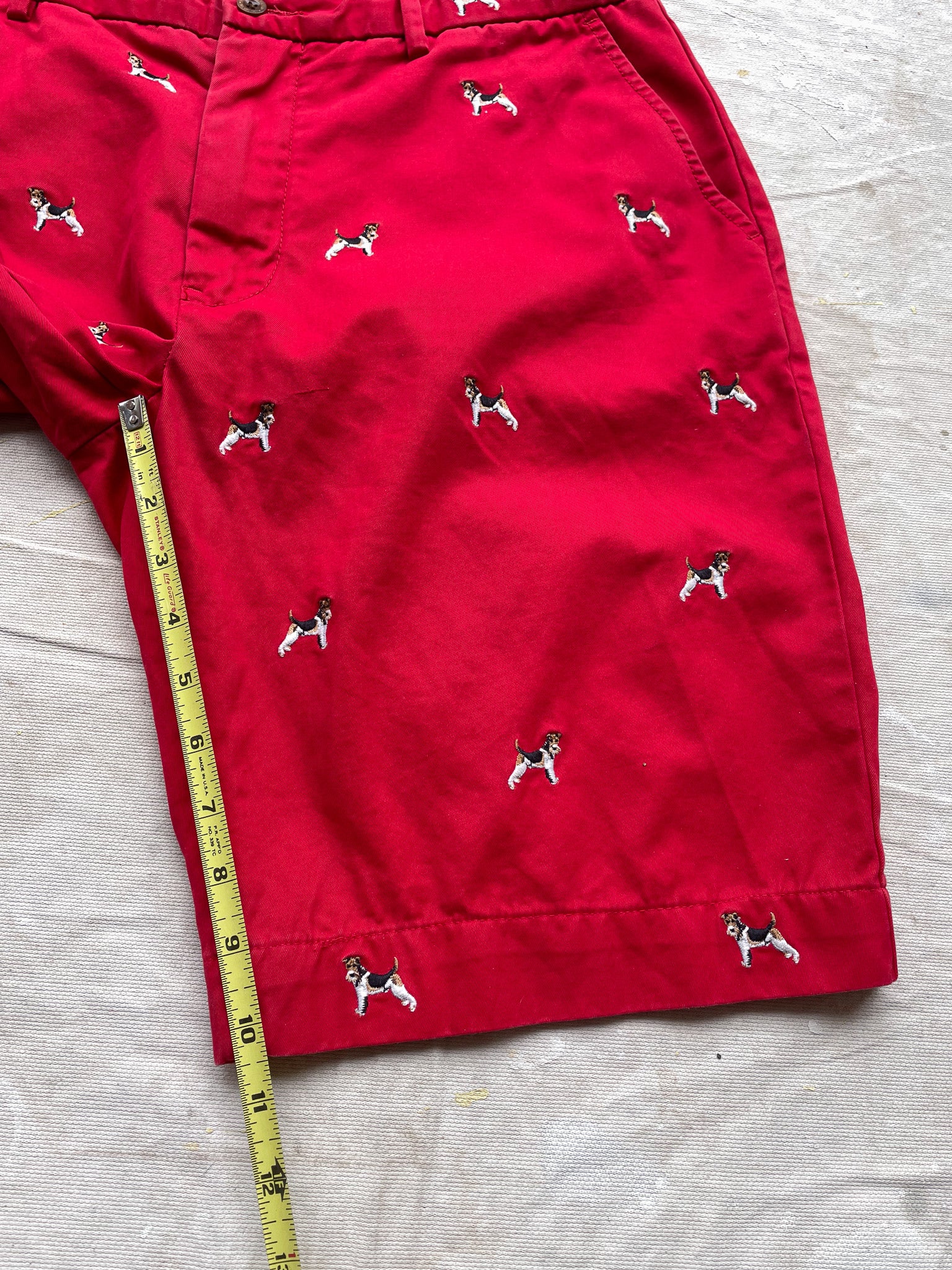 パンツ Polo Ralph Lauren shorts dog corduroy Ralph Lauren - Boys Red Corduroy Shorts with Dog Embroidery