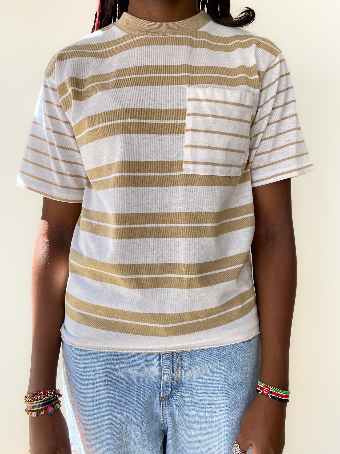 70's Striped Pocket T-Shirt—[M]