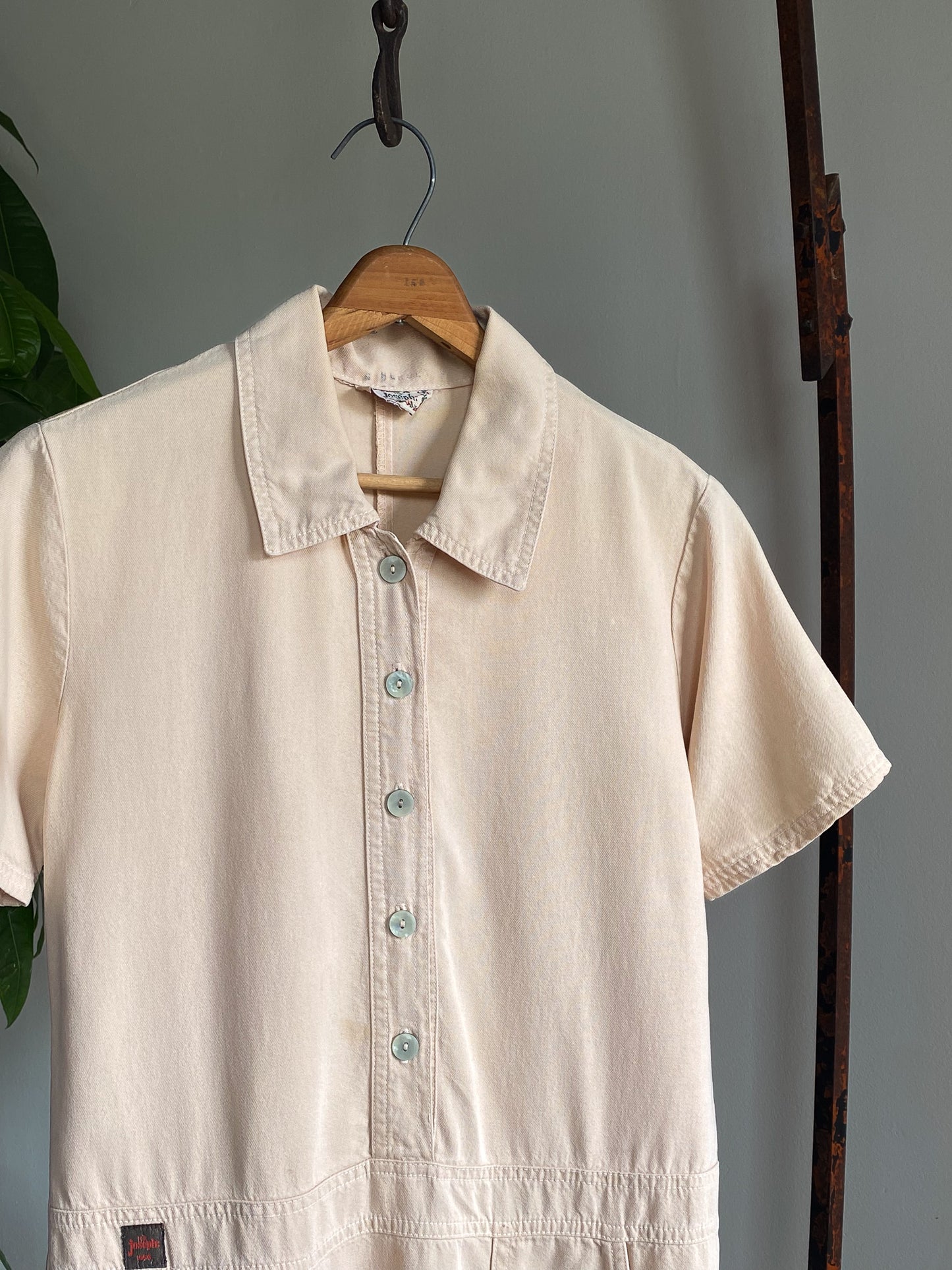 60's Cotton Mini Shirt Dress—[M]