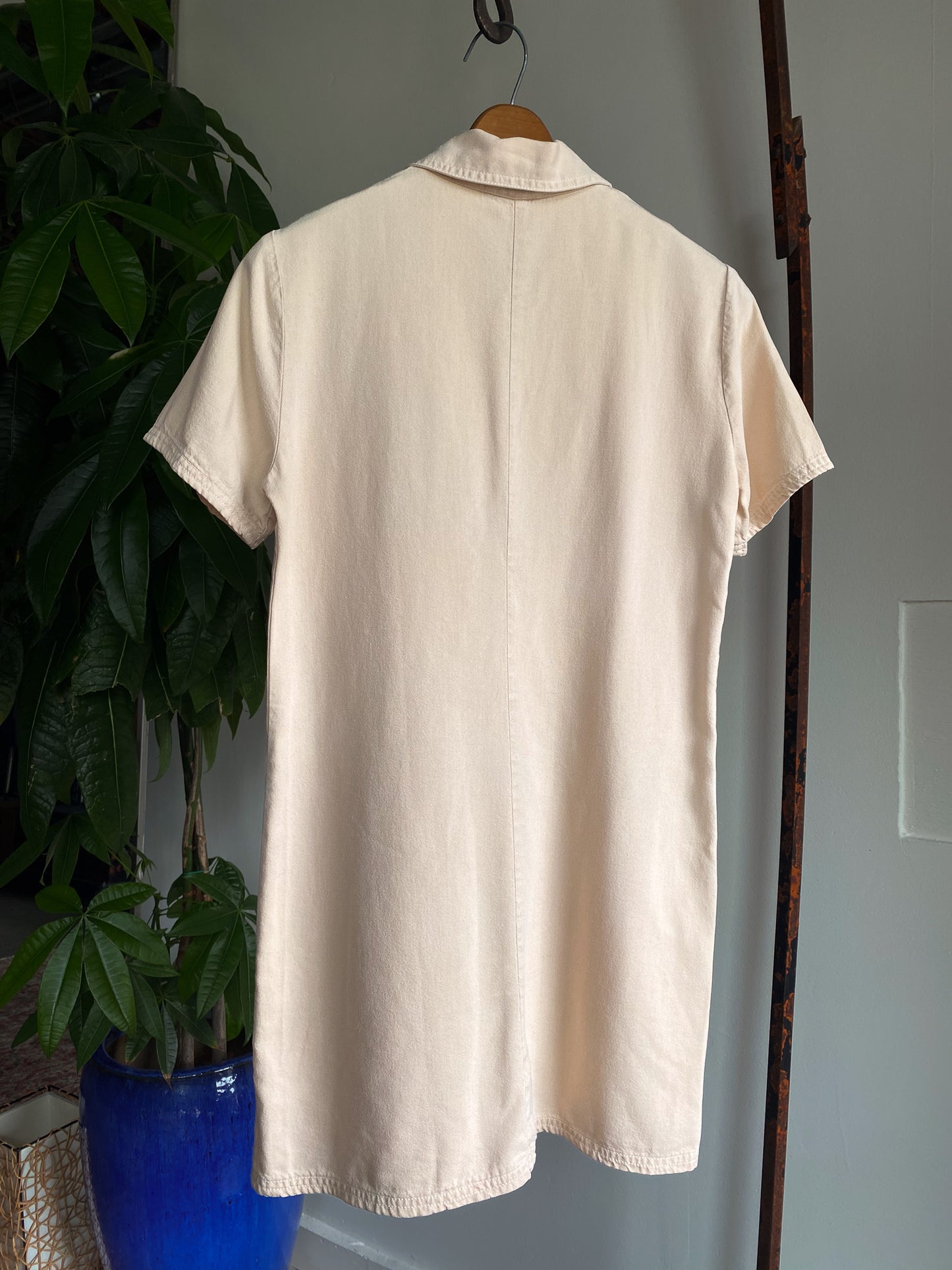 60's Cotton Mini Shirt Dress—[M]