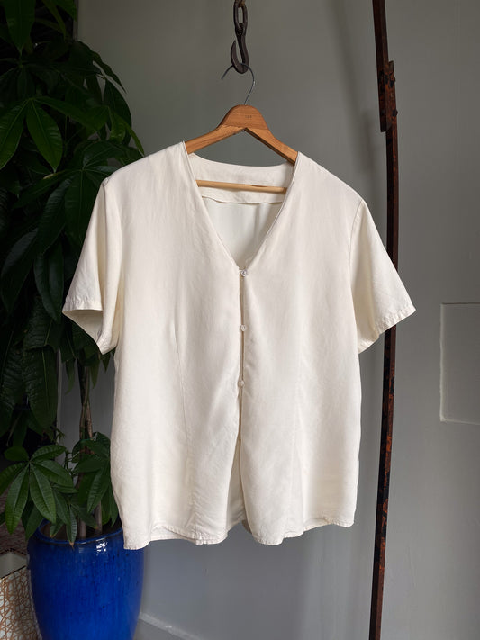 Vintage Buttoned Silky Blouse—[L]