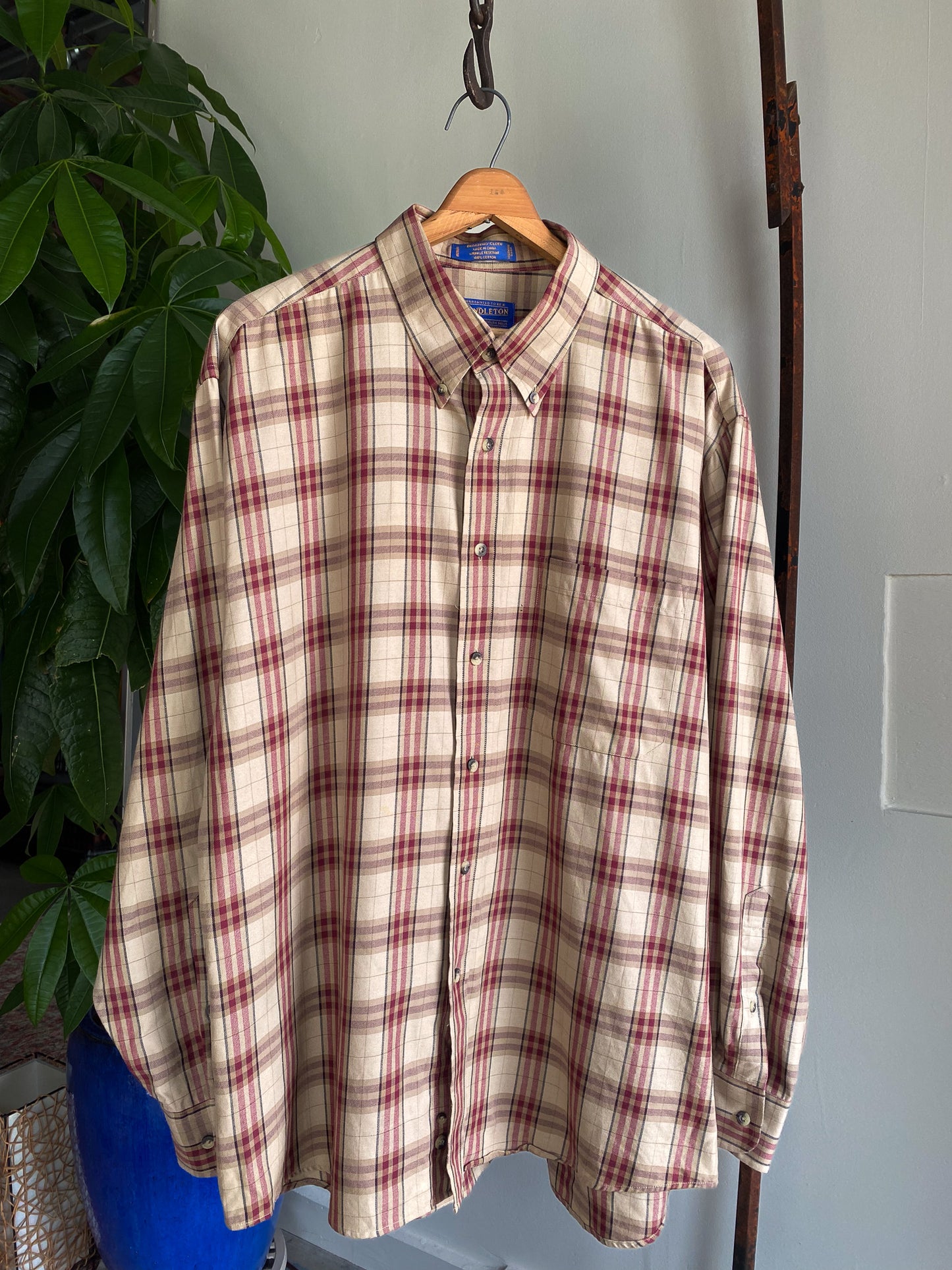 Pendleton Plaid Button-Down Shirt—[XL]