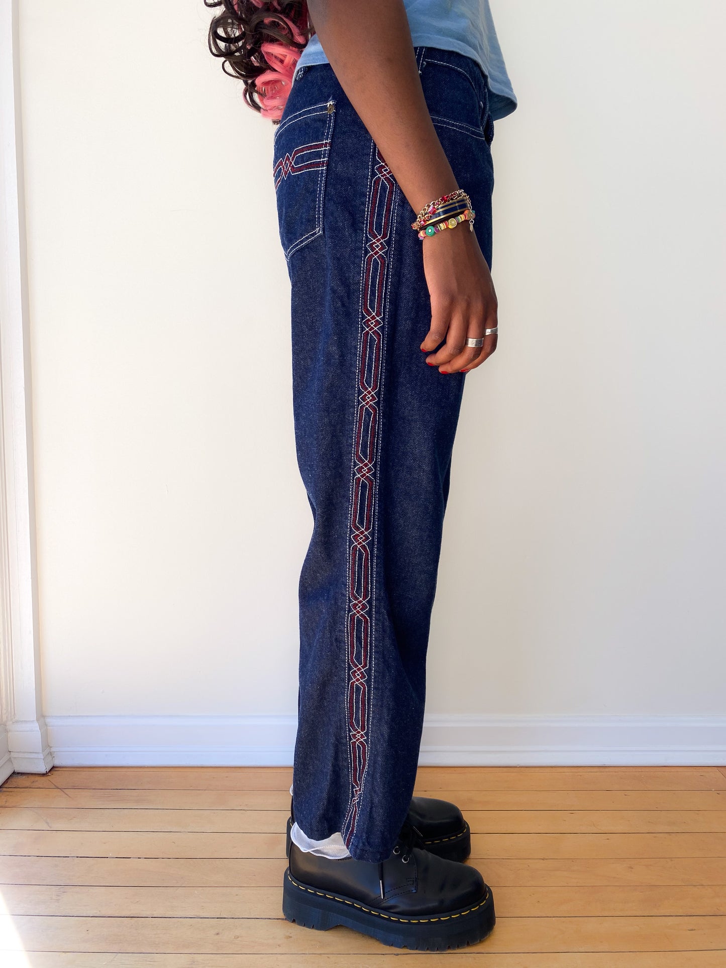 Red Side Seam Jeans—[34x28]