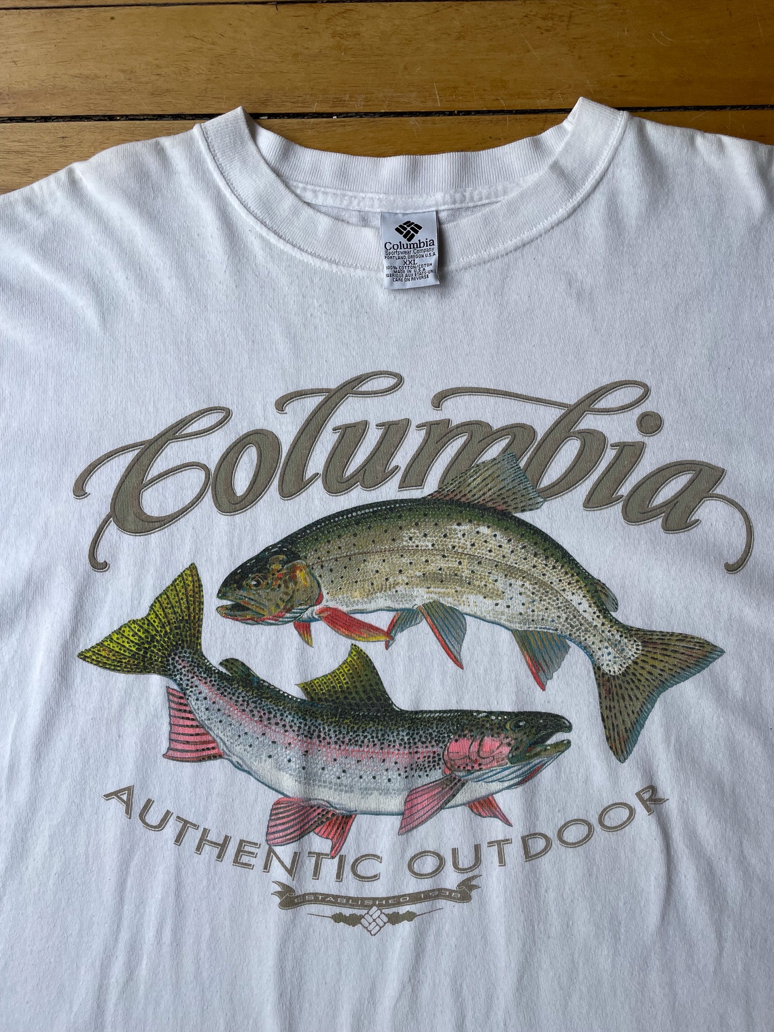 Columbia T-Shirt Mens XL Blue Saltwater GameFish Crew Neck