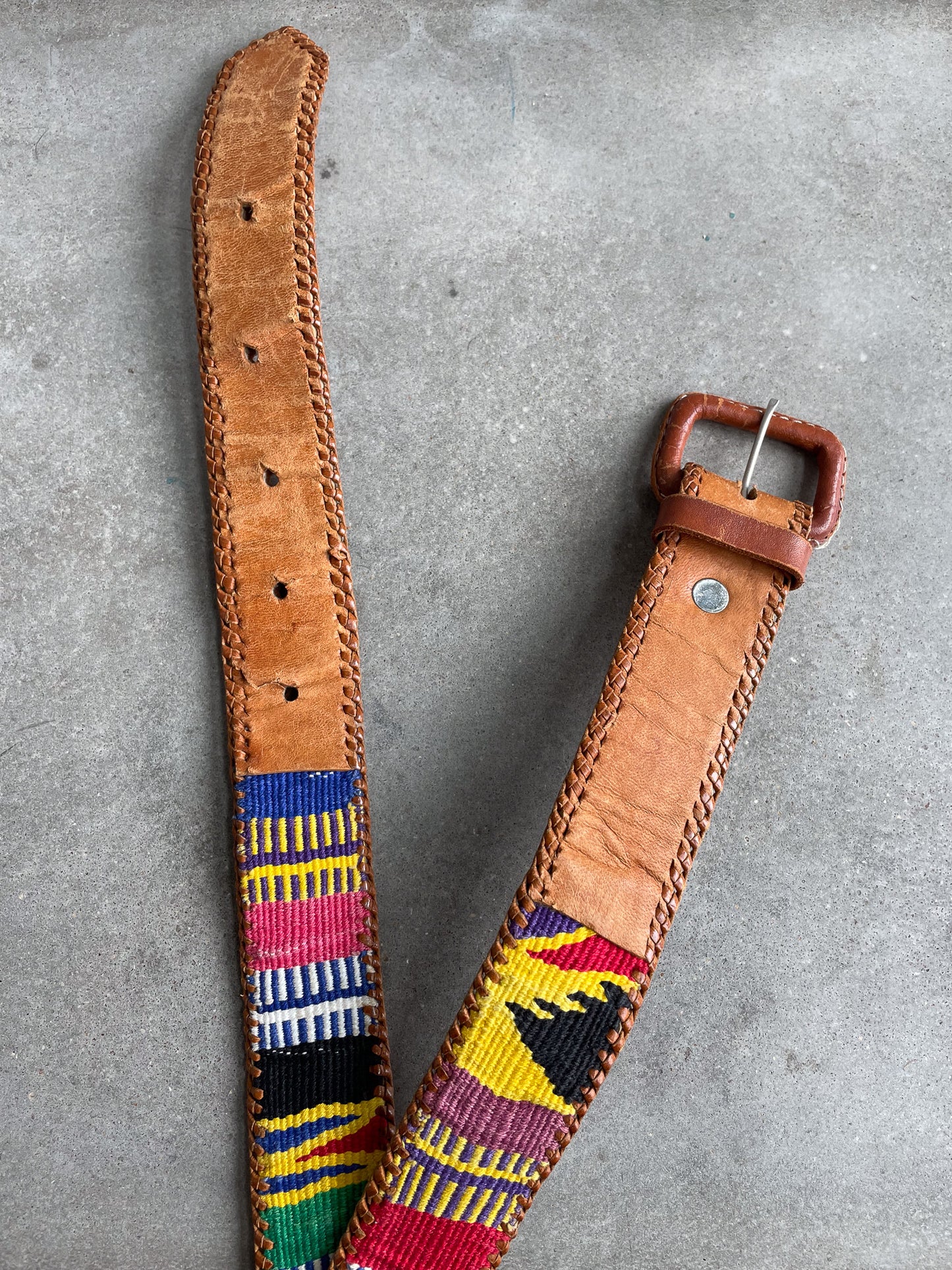 Handwoven Guatamalen Leather Belt—[34]