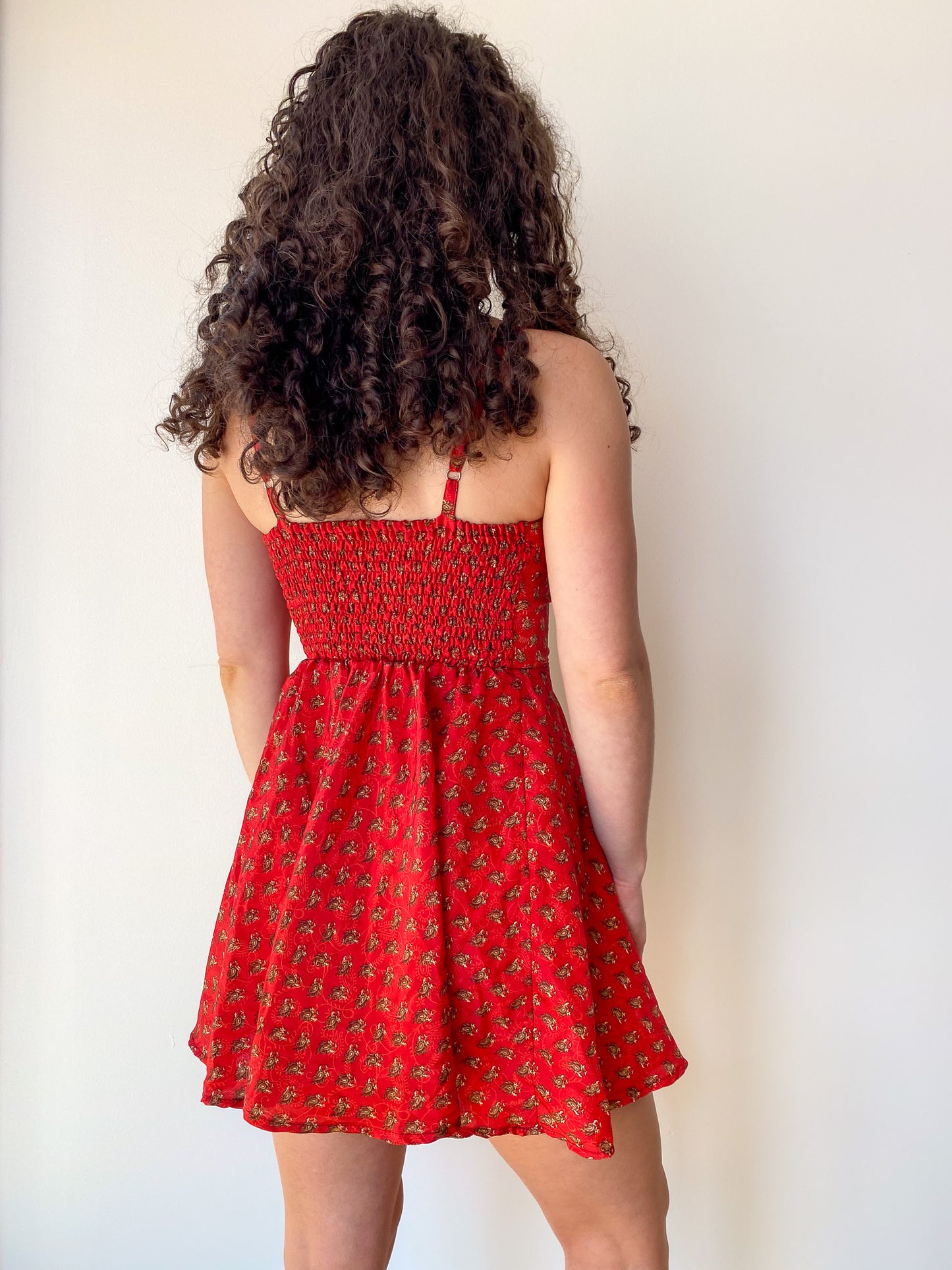 Red Paisley Slip Dress—[S]