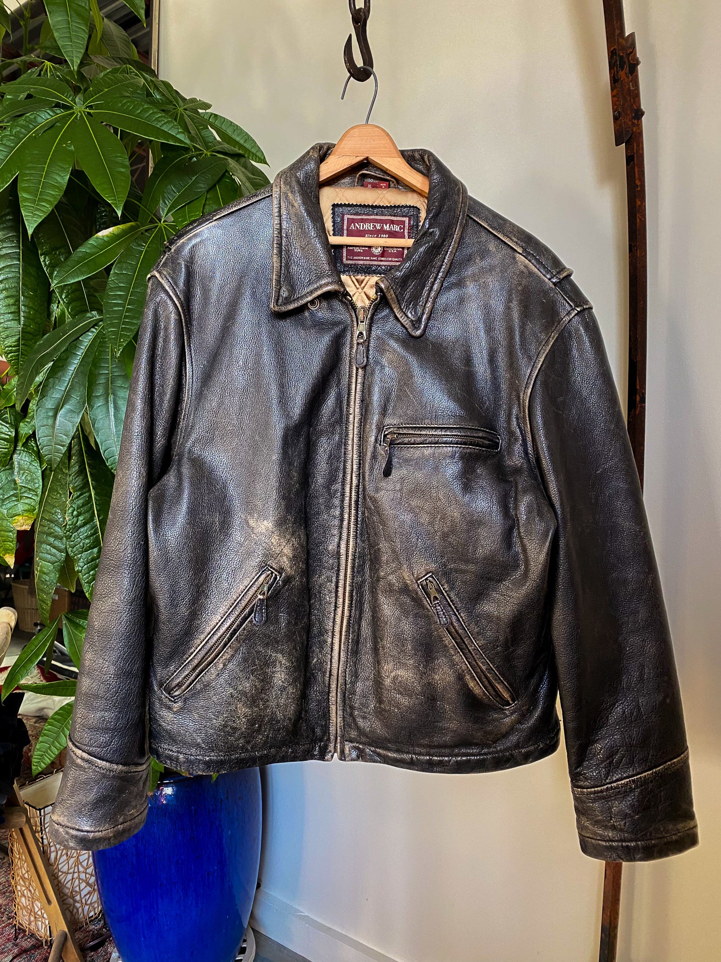 Andrew Marc Leather Jacket—[XL]