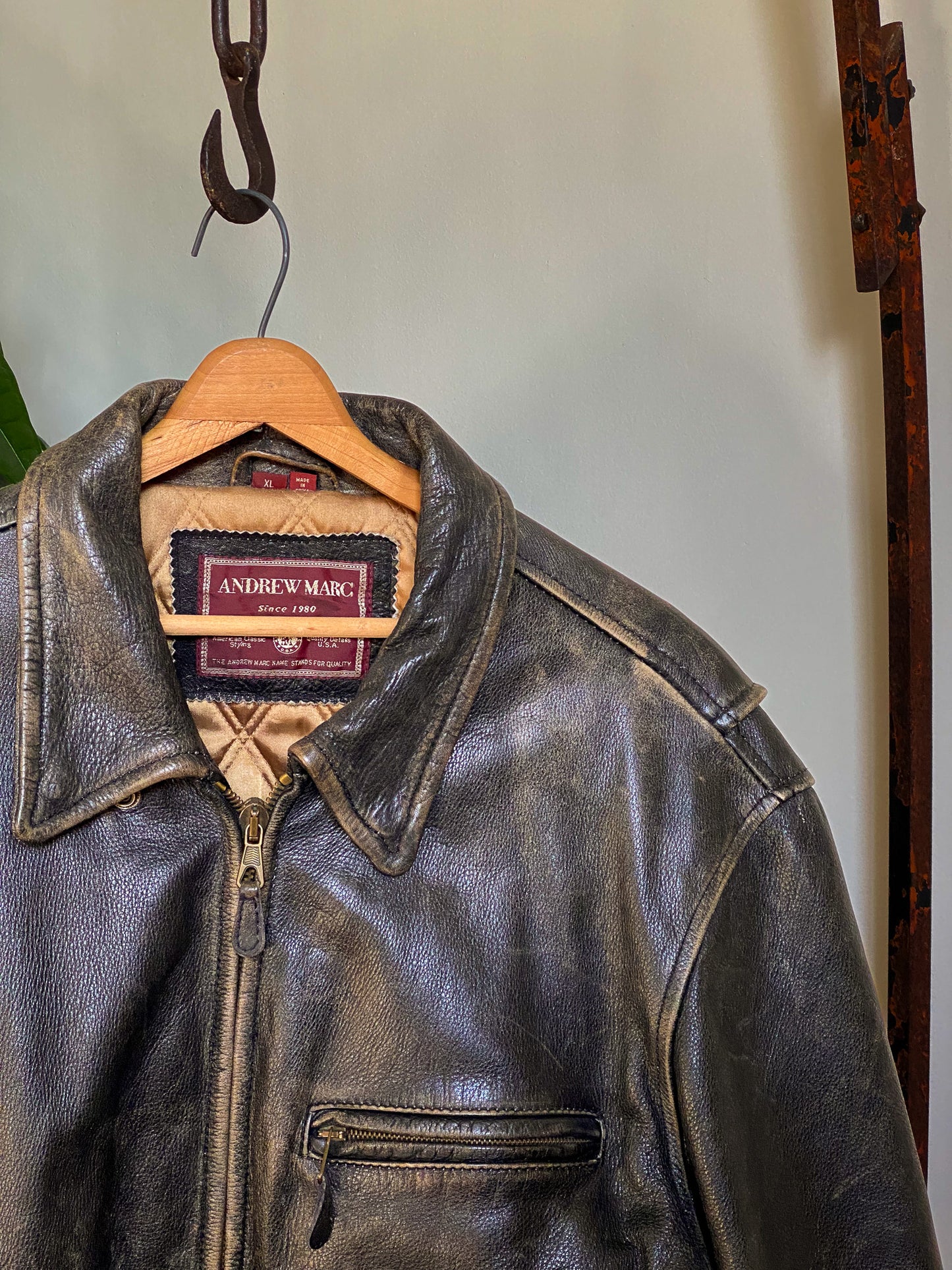 Andrew Marc Leather Jacket—[XL]