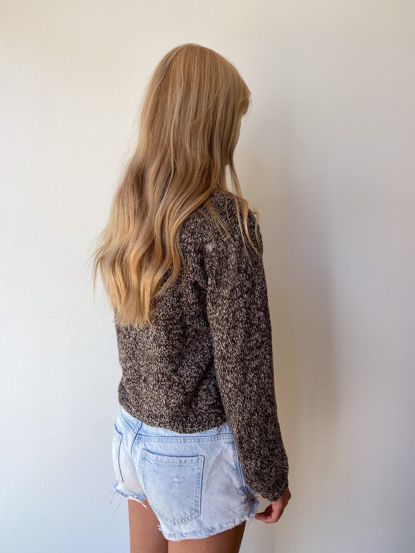 Heathered Cotton Crewneck Sweater—[S]
