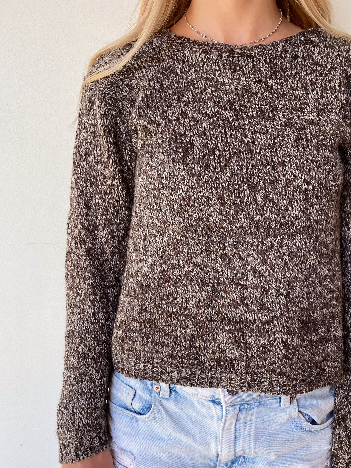 Heathered Cotton Crewneck Sweater—[S]