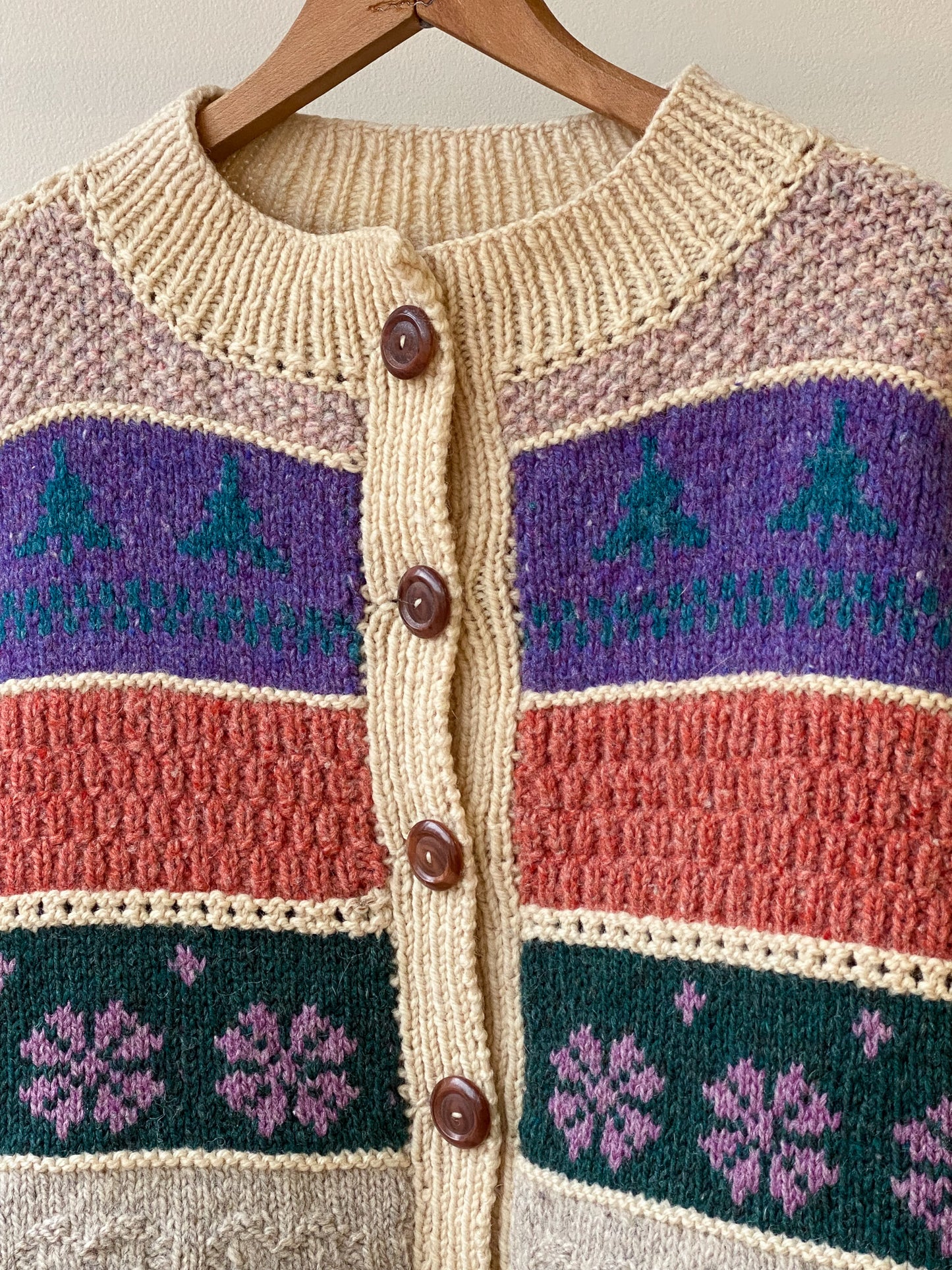 Hand Knit Cardigan Sweater—[L]