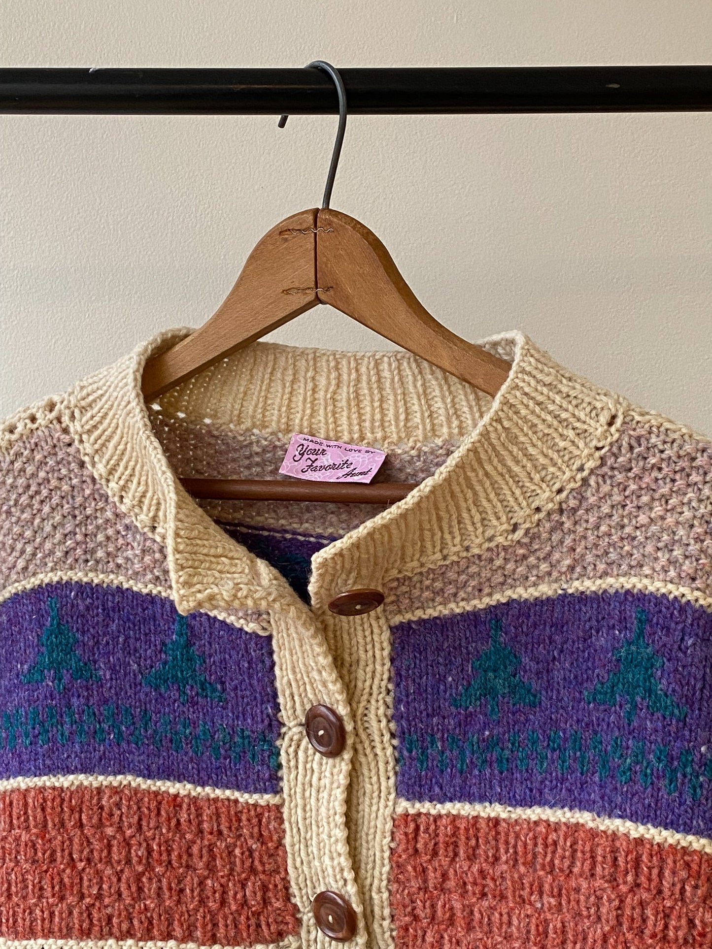 Hand Knit Cardigan Sweater—[L]