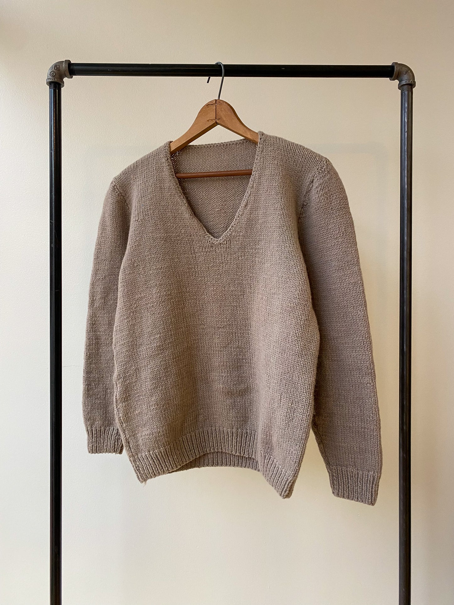 Hand Knit V-Neck Sweater—[S]