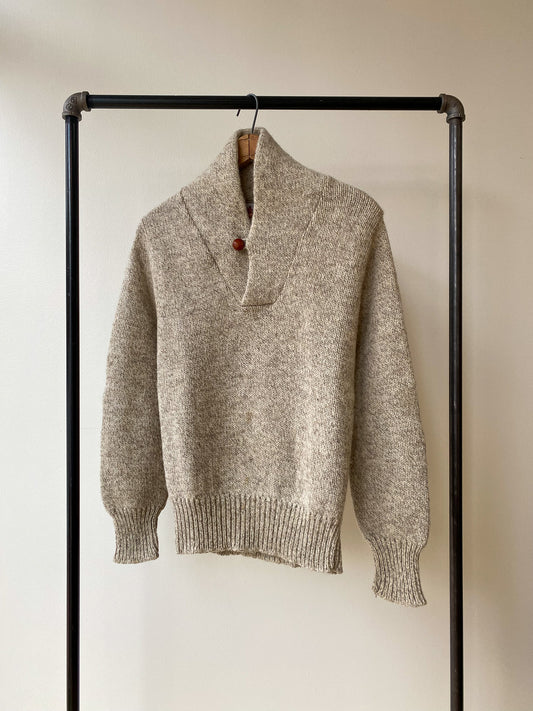Single Button Wool Shawl Sweater—[S]