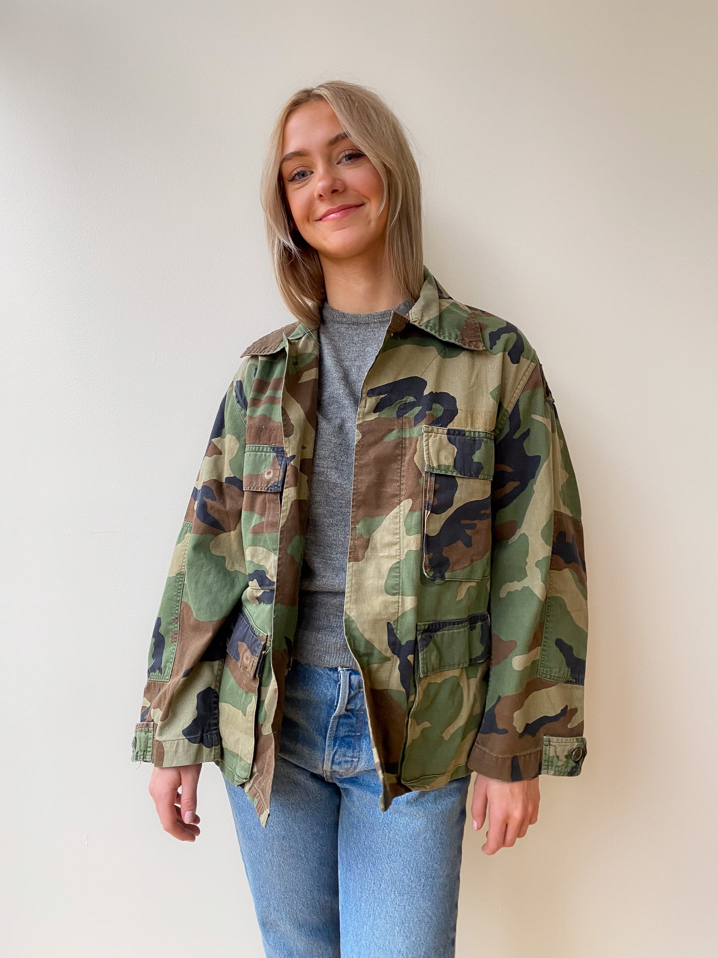 Camouflage Military Jacket—[S]