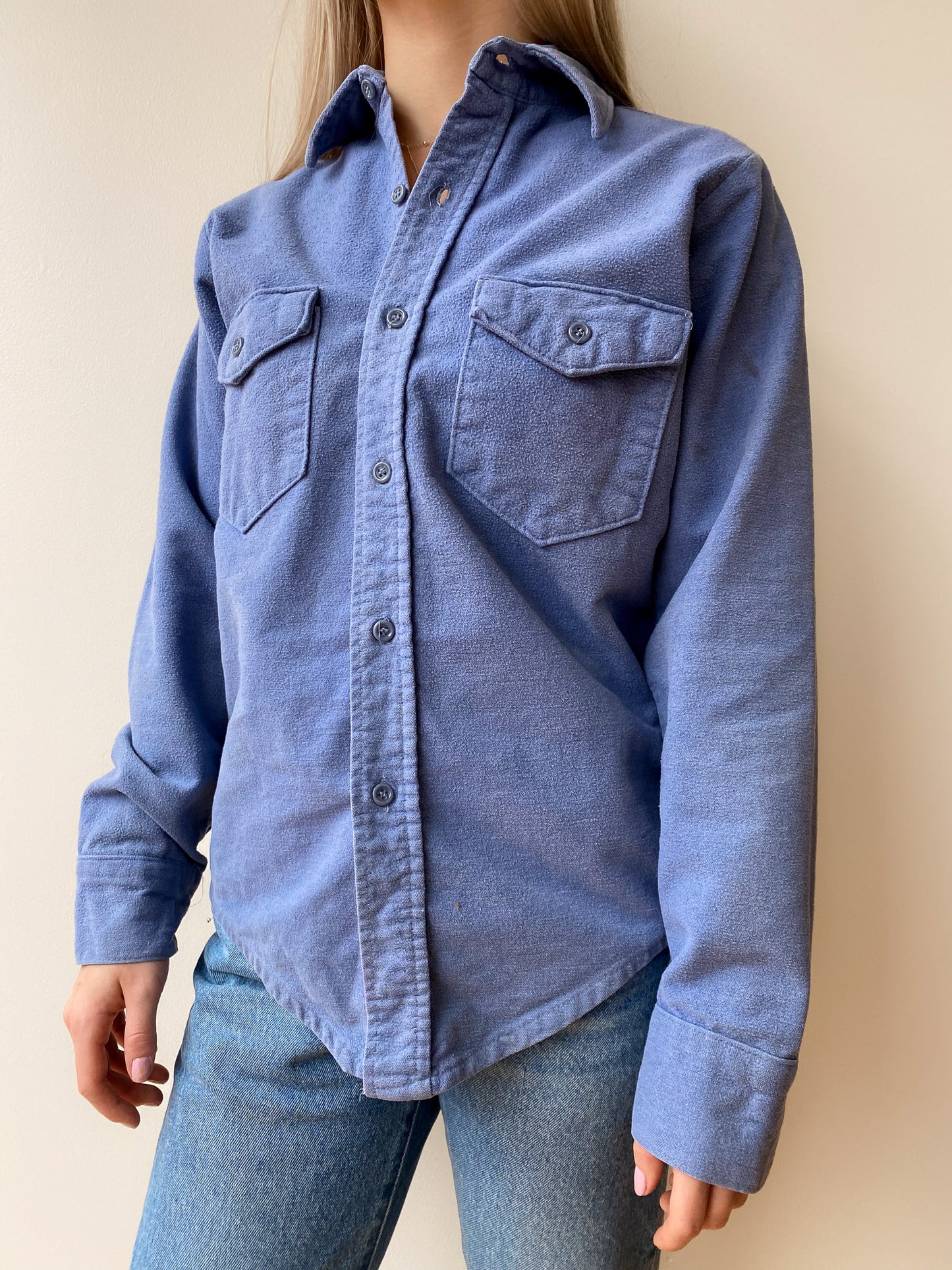 Baby Blue Chamois Shirt—[S]