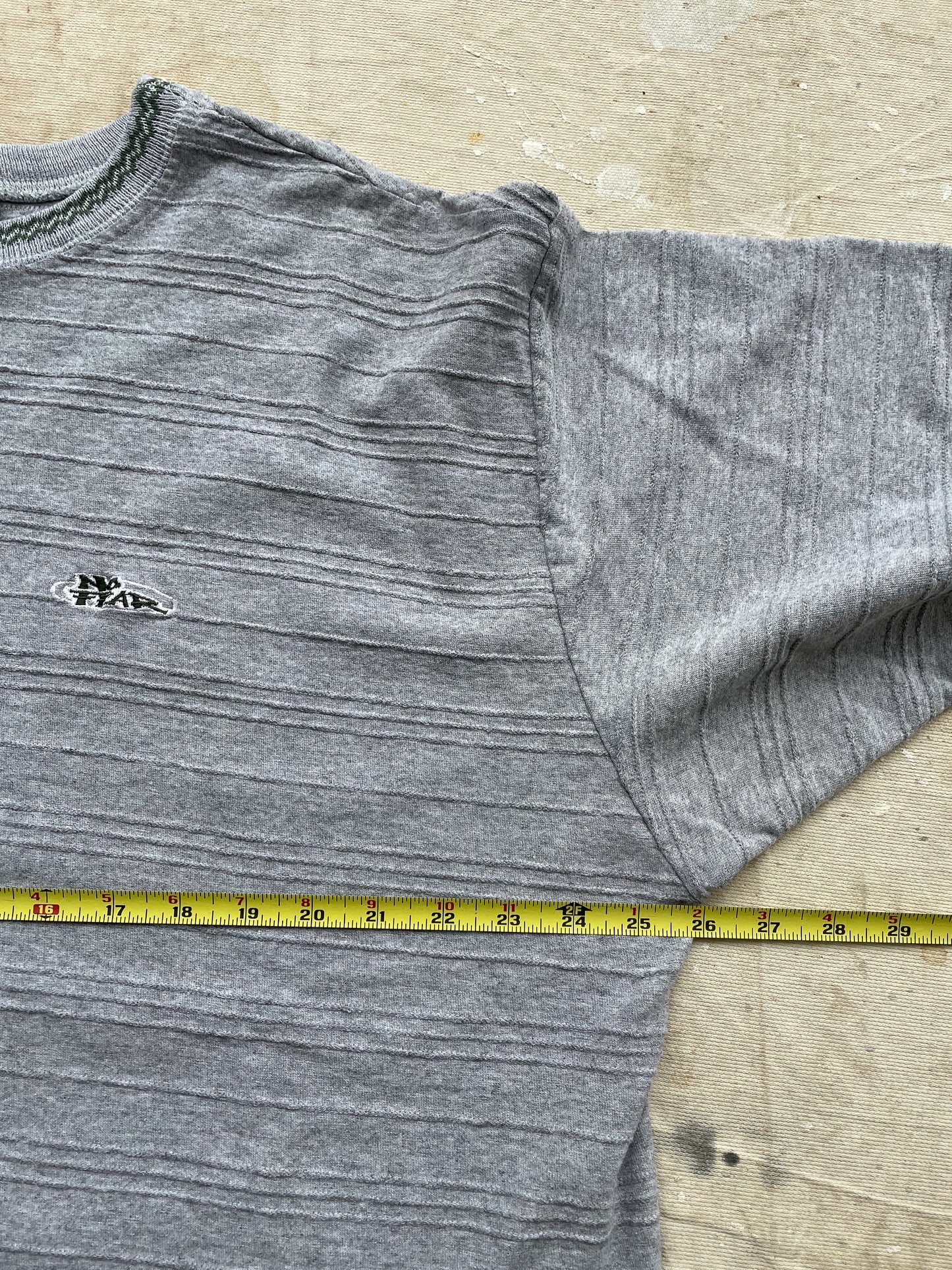 NO FEAR EMBROIDERED STRIPED T-SHIRT—MARL GREY [XL]