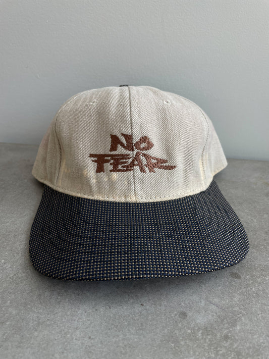 NO FEAR STRAPBACK HAT—CREAM/BLK