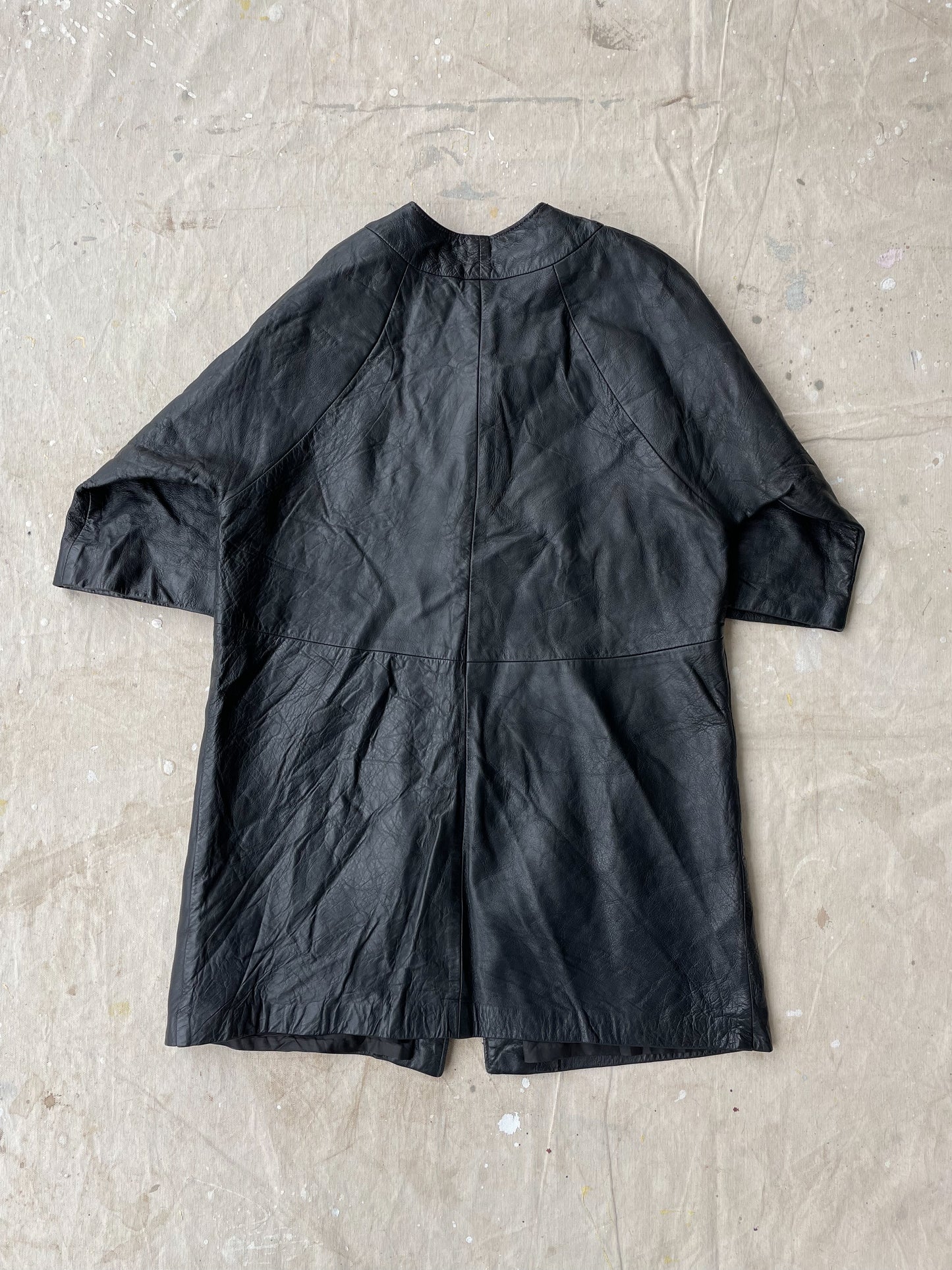 Leather Quarter Sleeve Jacket—[M]
