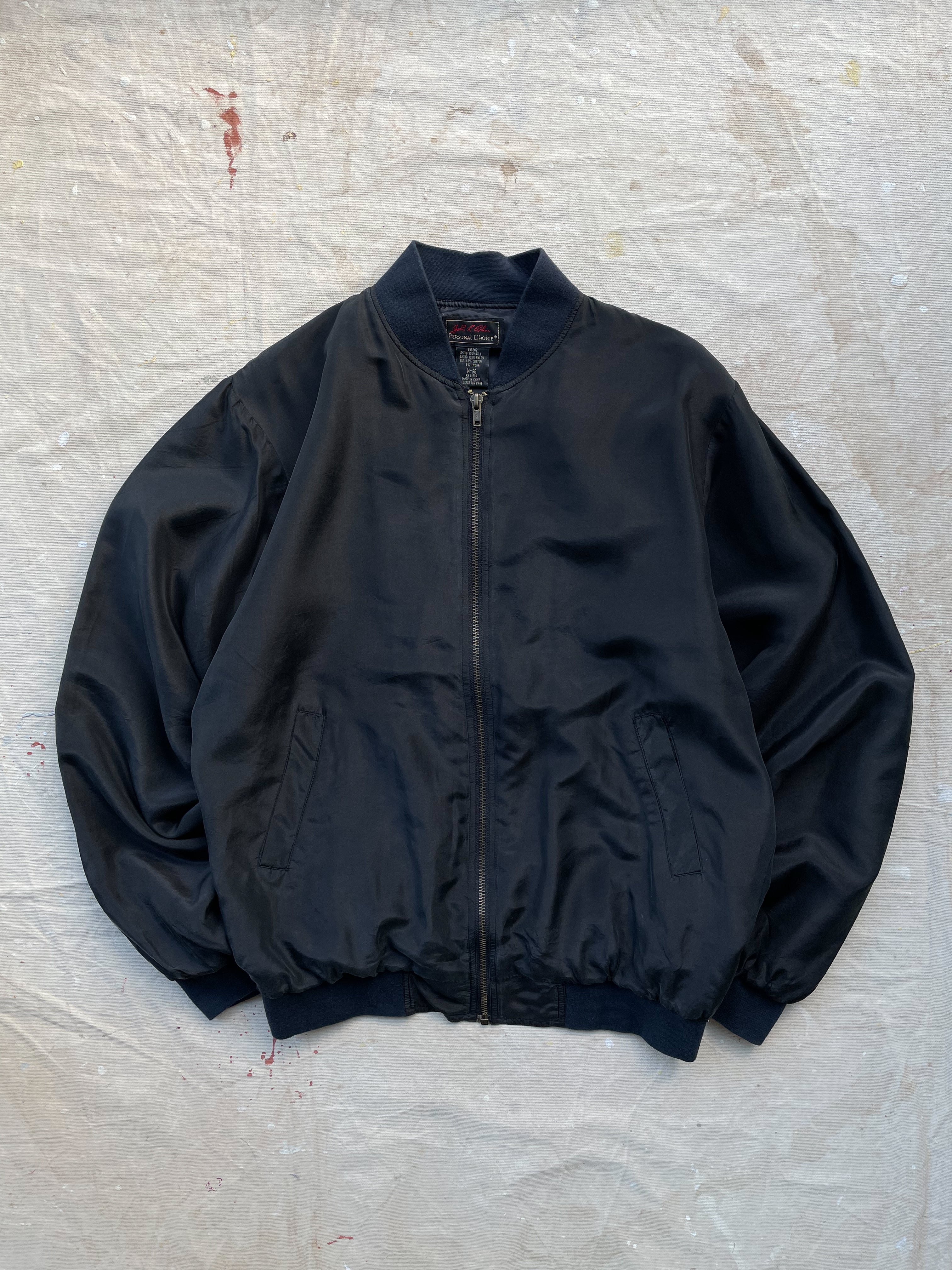 Black silk outlet bomber