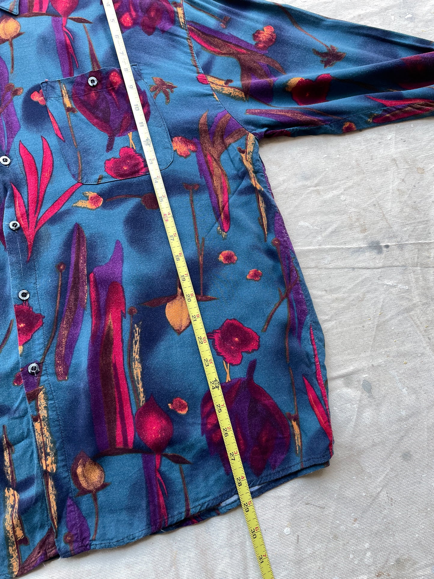 Abstract Floral Silk Shirt—[XL]