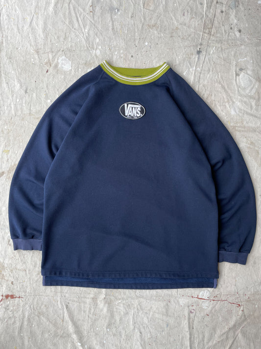 VANS FLEECE LINED CREWNECK—NAVY [L/XL]