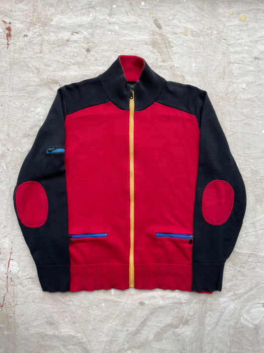 ZIP UP SWEATER—RED/BLACK [M]