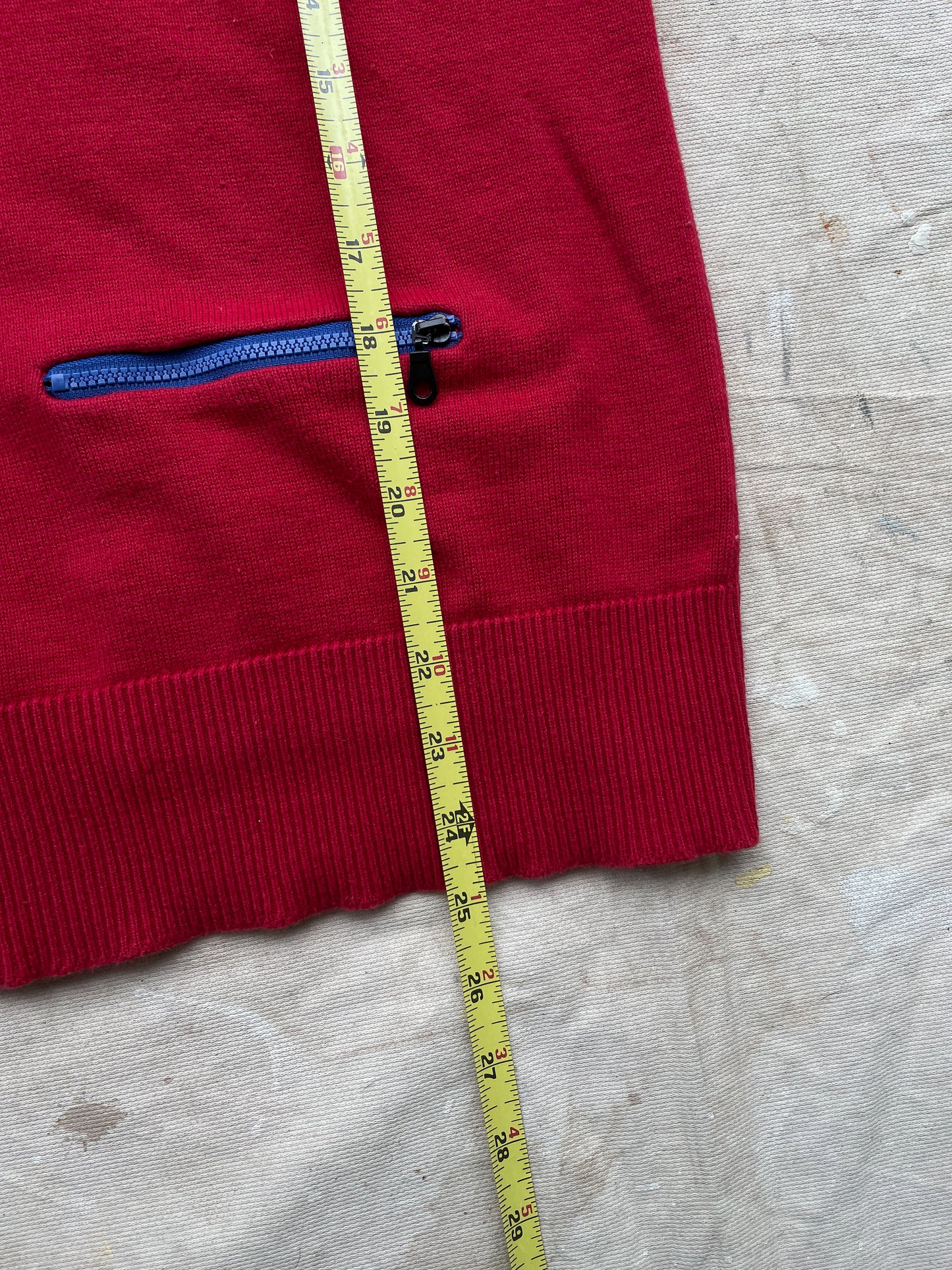 ZIP UP SWEATER—RED/BLACK [M]