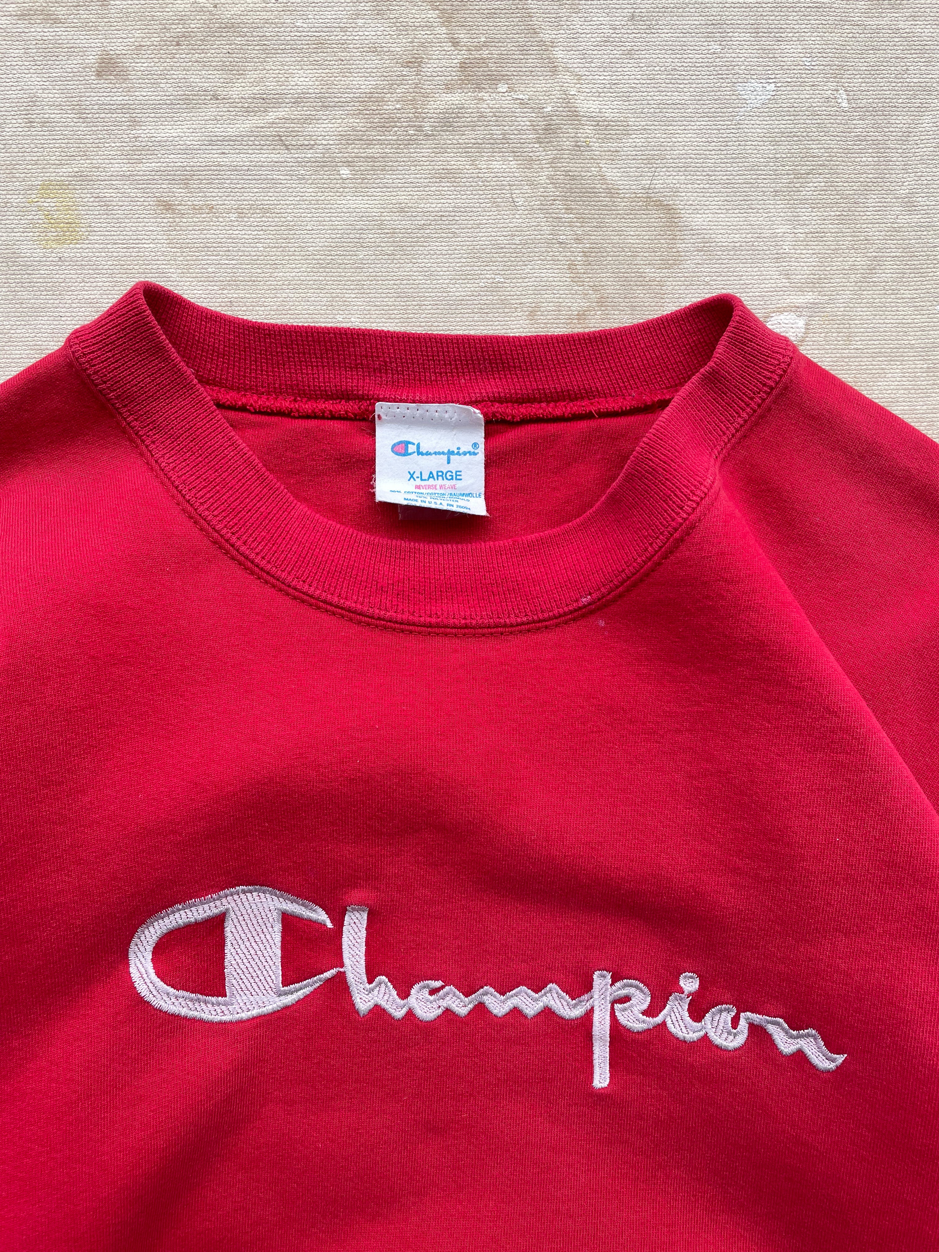 CHAMPION REVERSE WEAVE CREWNECK—RED [XL] – mahshu